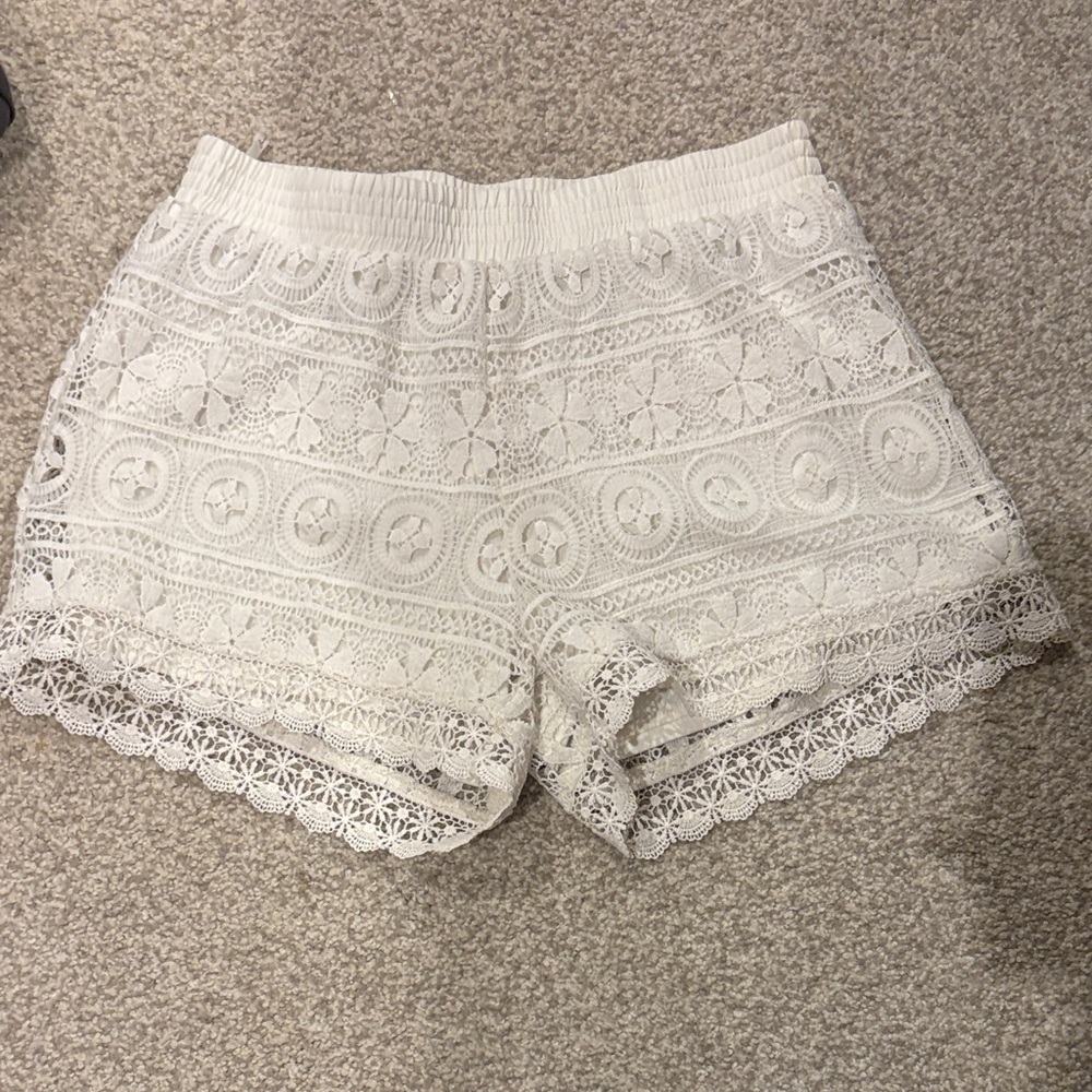 High Waist Lace Shorts in Cream